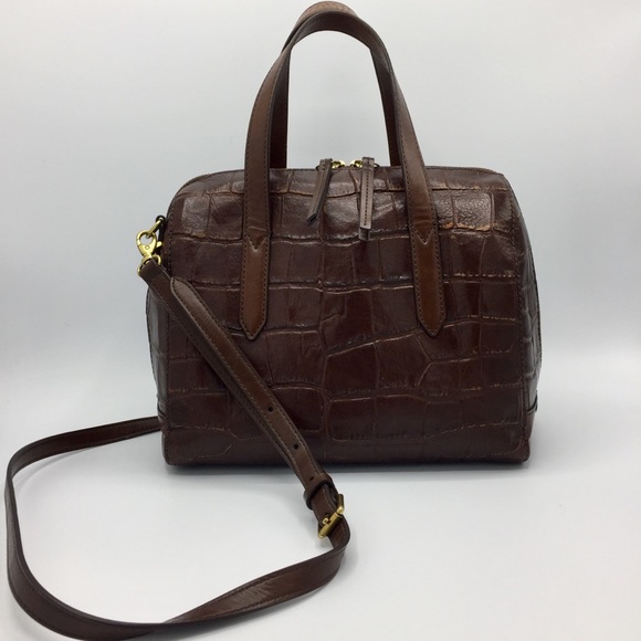 Fossil Handbags - Fossil Embossed Crocodile Leather Satchel Bag